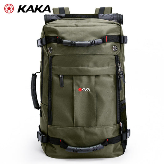 KAKA green large capacity waterproof hiking backpack with compression straps and laptop compartment