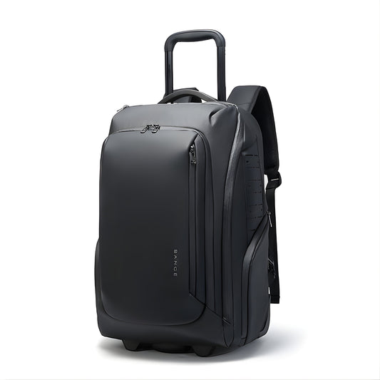 BANGE black waterproof wheeled travel backpack with telescopic handle and TSA lock
