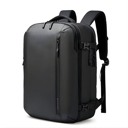 BANGE black waterproof hard-shell travel backpack with TSA buckle and expandable compartment