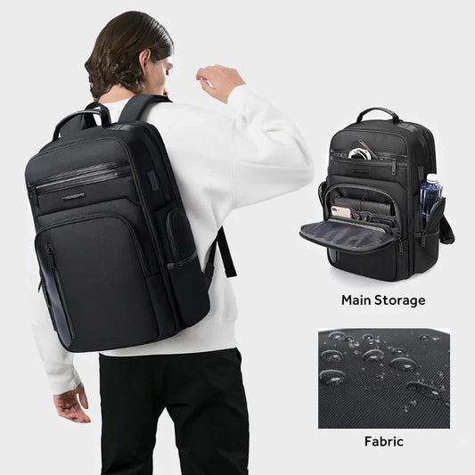 BANGE 2602 USB anti-theft travel laptop backpack in black, worn