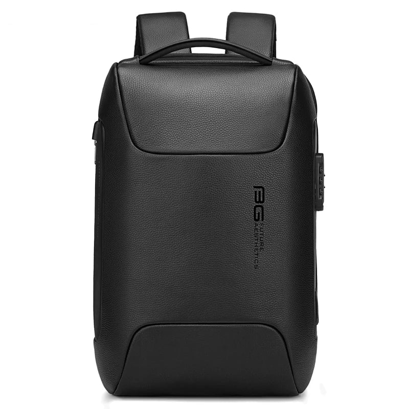 anti theft genuine leather backpack Clyro: Genuine Leather 15.6