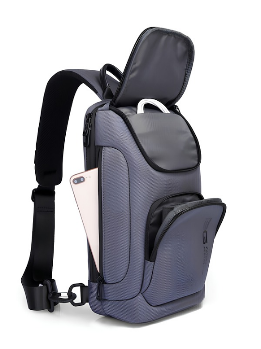 Bange Zynova 7565 sling bag — front open view (AI enhanced via Canva)