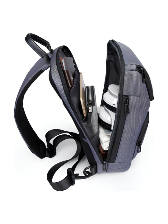 Bange Zynova 7565 sling bag — side detail (AI enhanced via Canva)