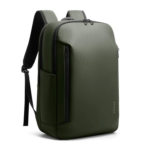 Rynex BANGE BG-3057 side, compact green backpack with functional compartments, durable 900D leather film for protection against bumps and scratches