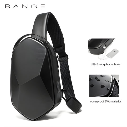 BANGE 7213 Waterproof Anti-Theft Sling Bag – PVC Oxford USB Large Capacity Crossbody Chest Shoulder Bag for Men Travel & Daily Use