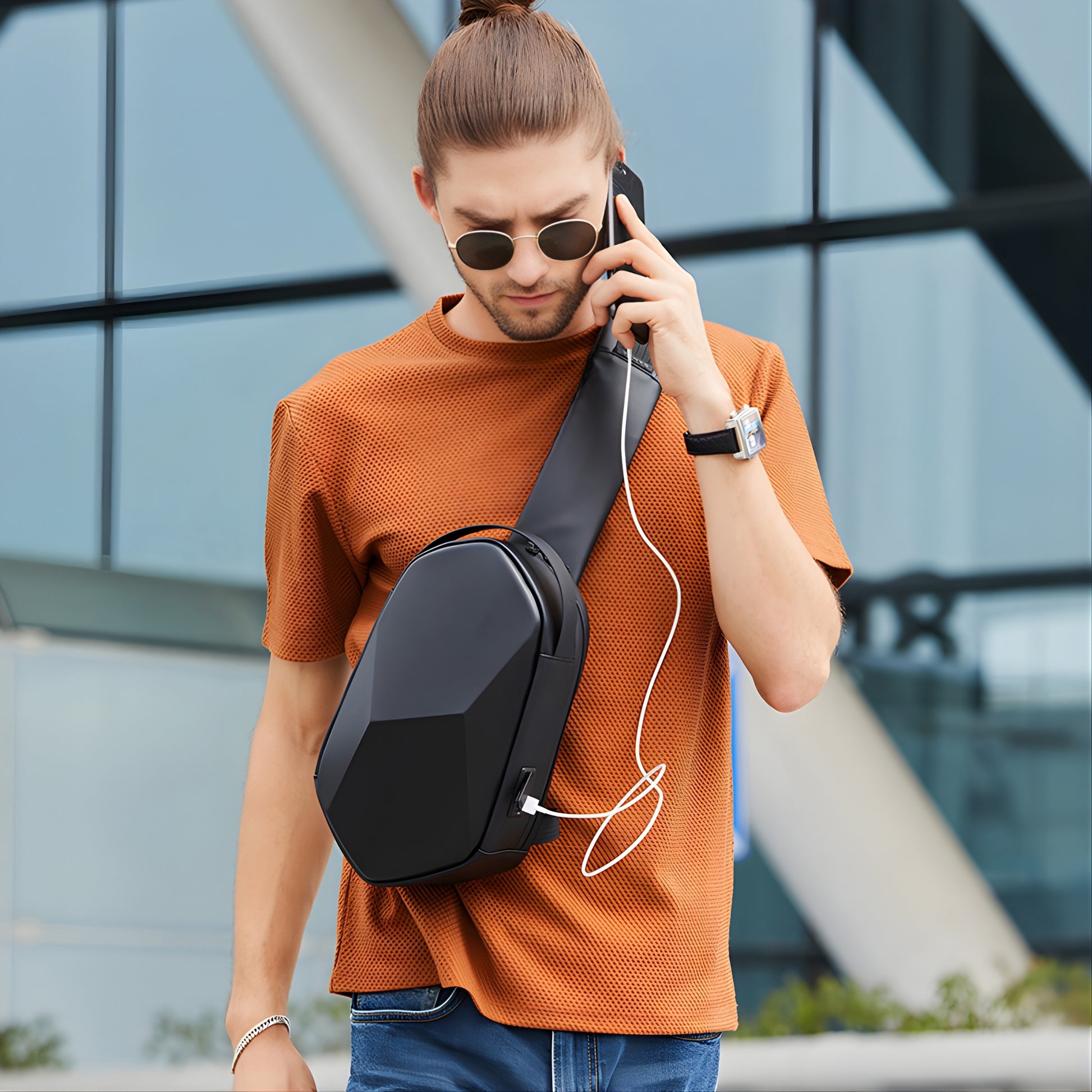 BANGE 7213 Waterproof Anti-Theft Sling Bag — interior compartment