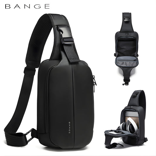 BANGE 7210 Waterproof Anti-Theft Crossbody Sling Bag – Multi-Functional Durable Men's Chest & Shoulder Bag for Travel & Business