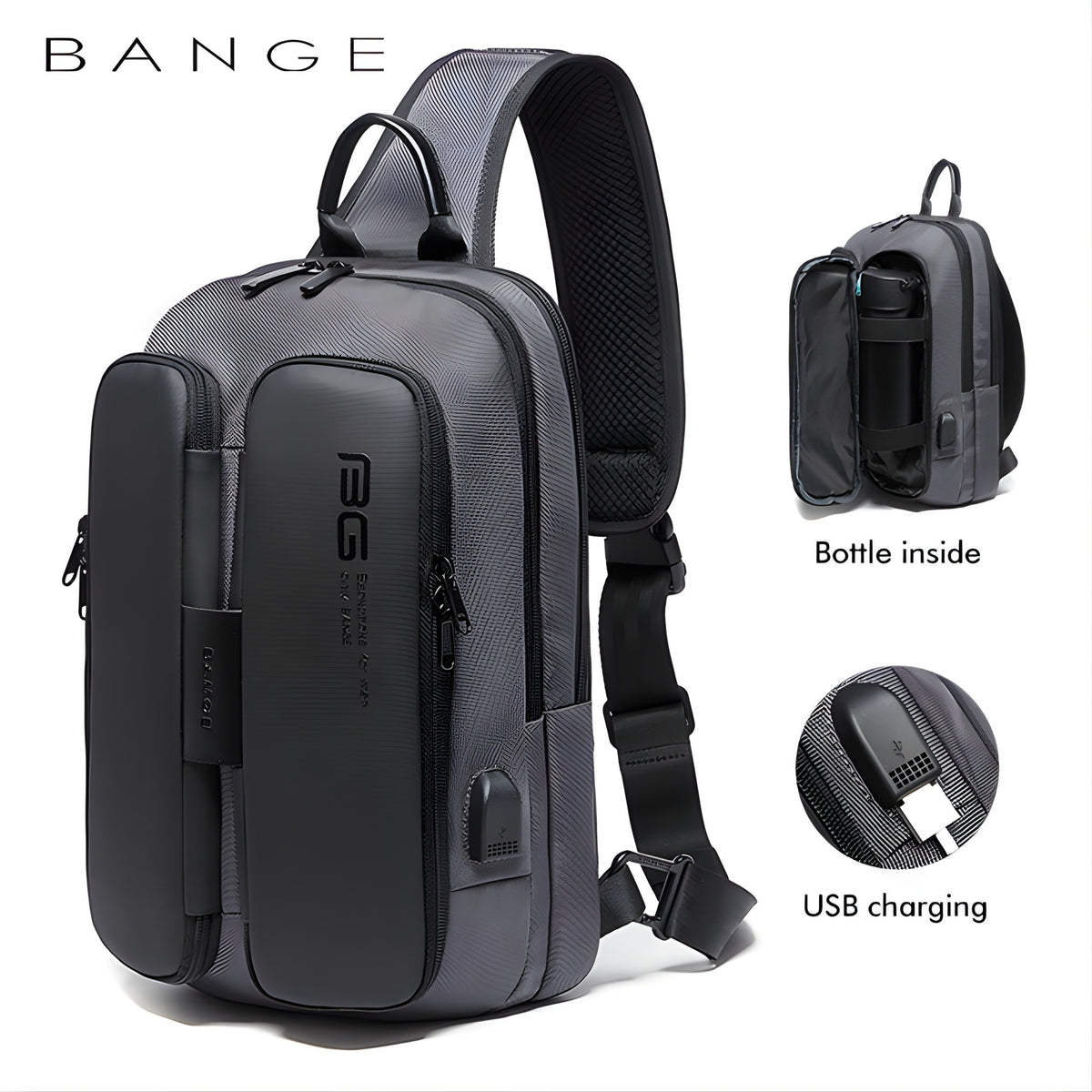 BANGE 7079 Waterproof Anti-Theft Sling Bag — front view