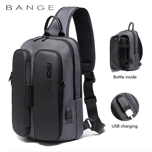 BANGE 7079 Waterproof Anti-Theft Sling Bag – 900D Oxford Anti-Cut Crossbody Chest Shoulder Bag for Men