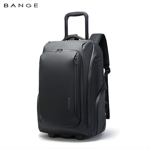BANGE black waterproof wheeled travel backpack with telescopic handle and TSA lock