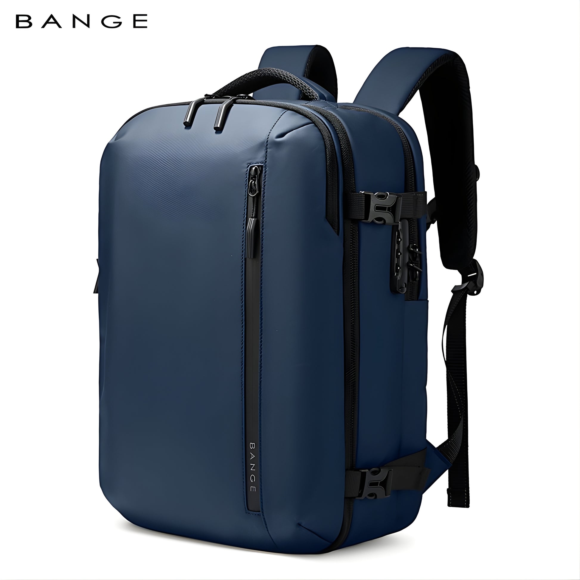 air travel laptoip carrier backpack and carryone BANGE Multi-Functional Travel Backpack with Anti-Theft Lock and 180° Opening Design, Blue