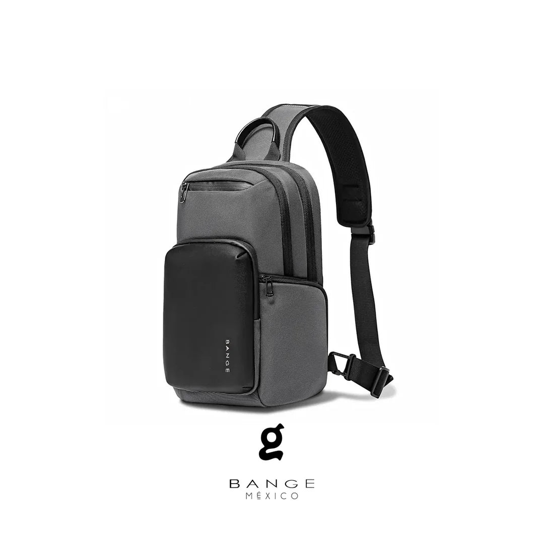 Cyvox BANGE BG‑7718 gray sling bag side, ergonomic profile with zipper pockets, ideal for commuting, urban adventures, and casual outings