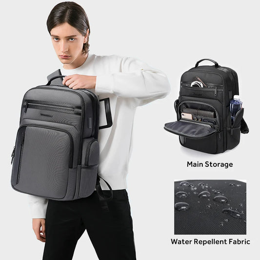 BANGE 2602 USB anti-theft travel laptop backpack in grey, worn