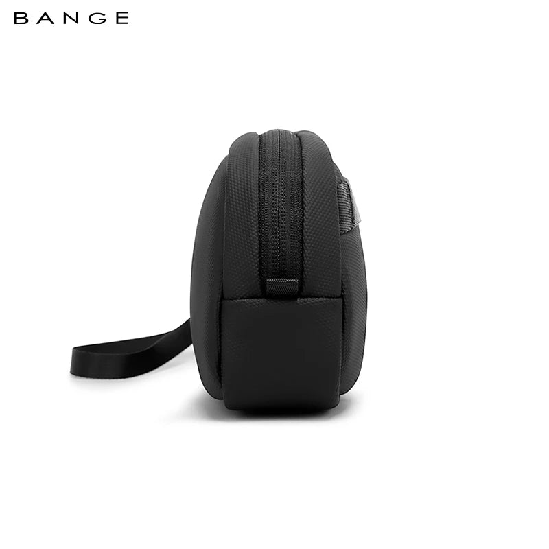 BANGE 3066 cable organizer pouch in black, side profile showing the two zipped compartments
