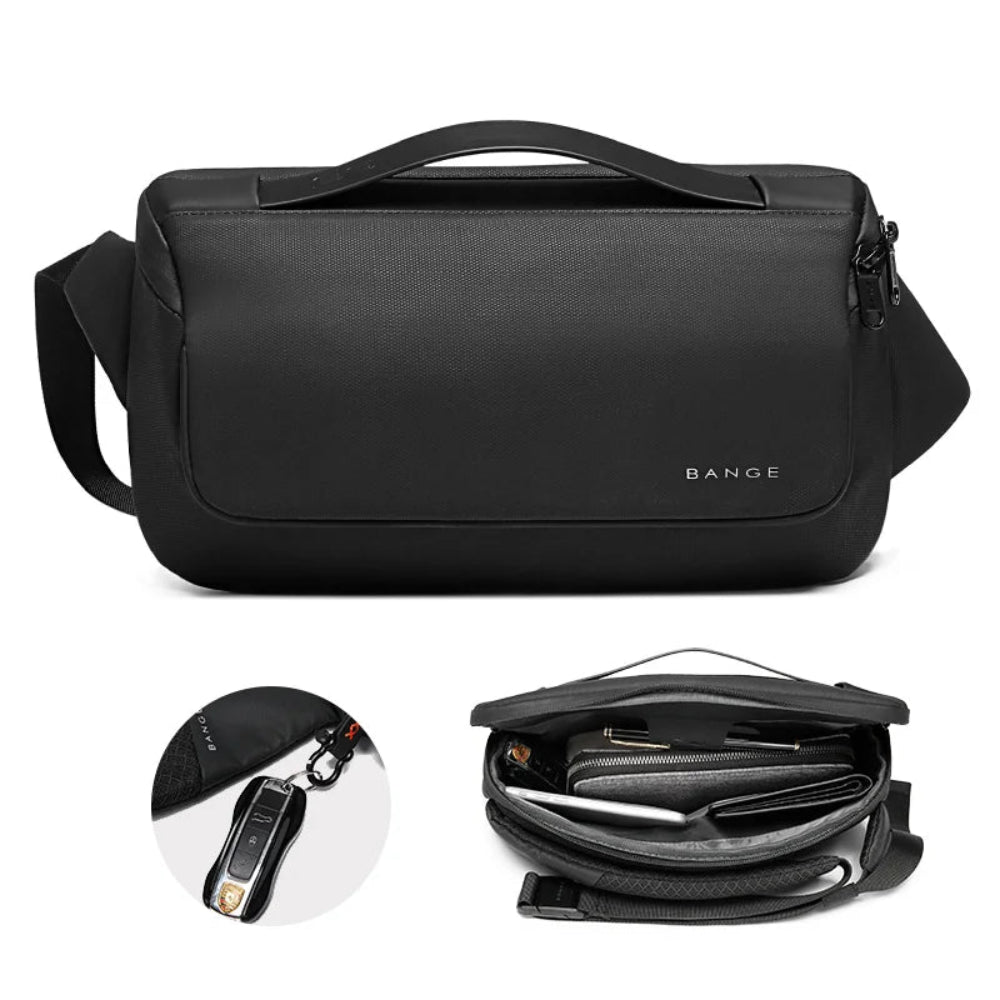 Interior view of Bange BG-77202 Fonex sling bag showing organized compartments