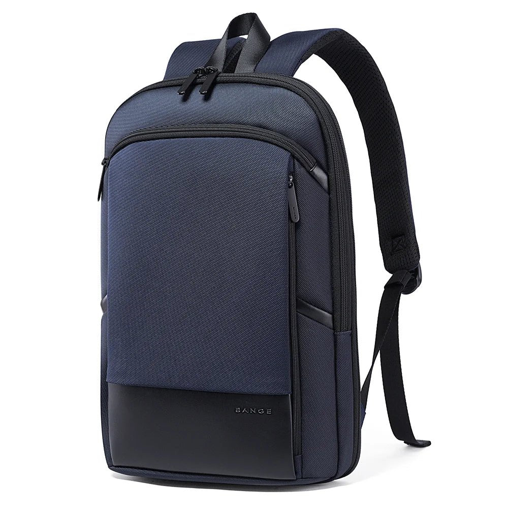 Ontra-BANGE BG-77115 blue front view, elegant and functional backpack, wear-resistant Oxford cloth, designed for city commuting and business travel