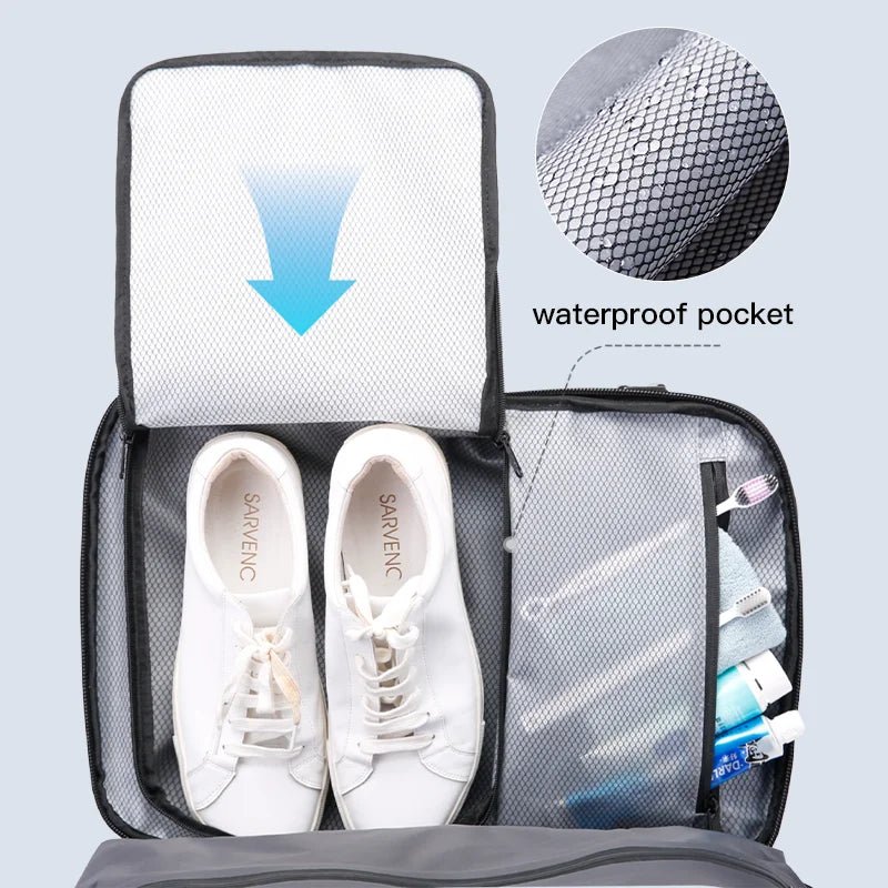 Waterproof shoe compartment detail for Rheon BGA-1909-8 expandable backpack