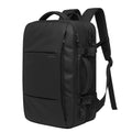 Front angled view of a black BANGE 1908 Coreva waterproof backpack on a white background