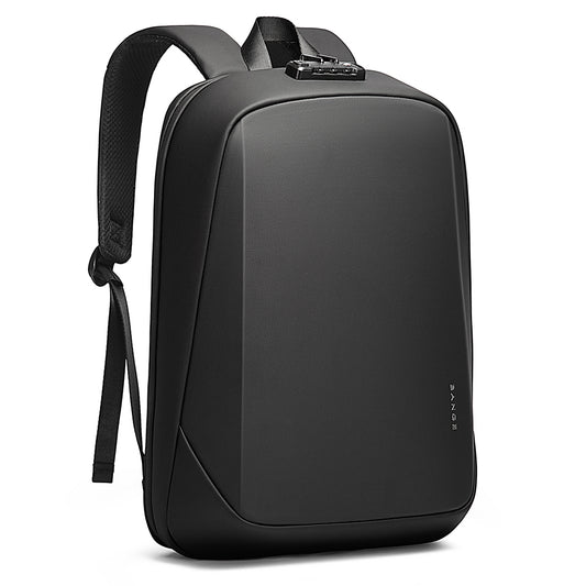 BANGE 7251 Torin black anti-theft backpack with top lock on a white background