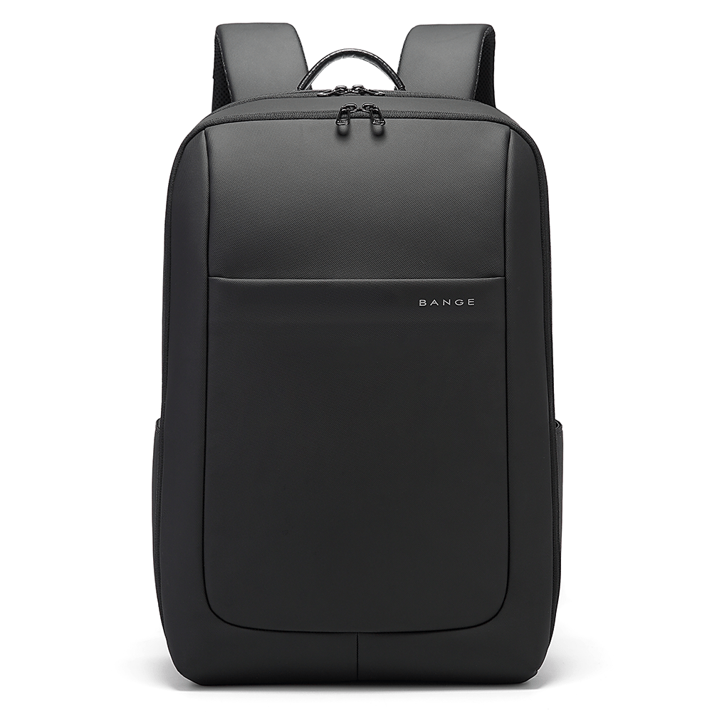 BANGE black laptop backpack front view on a white background